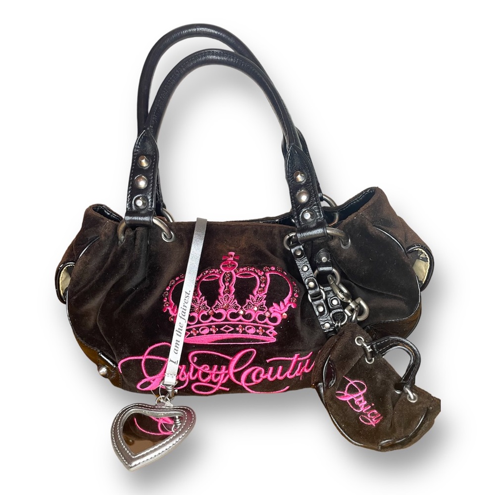 Vintage Brown Juicy Couture Velour Baby Fluffy Handbag Y2k